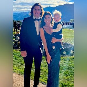 MAC DUGGAL fully sequined scoop back gown